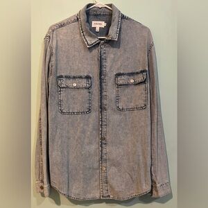 FRAME designer snap button down Cotton Denim long sleeve shirt - M